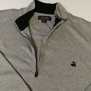 Brooks Brothers grey/navy logo 2xl half zip shirt